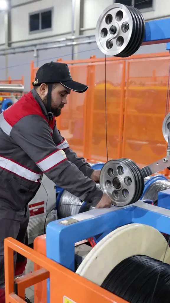 Cable manufacturing process at Astro Cables facility.